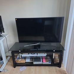 Samsung TV 50 Inche And Glass TV Stand