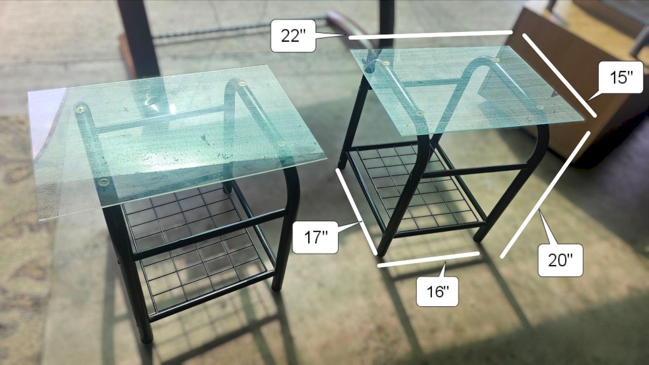 2 Metal End Tables With Glass
Top