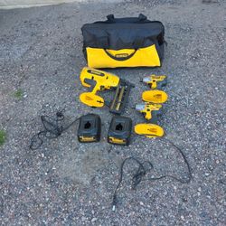 DeWalt Nail Gun,2 Impacts 2 Chargers  And A Tool Box On Wheels 