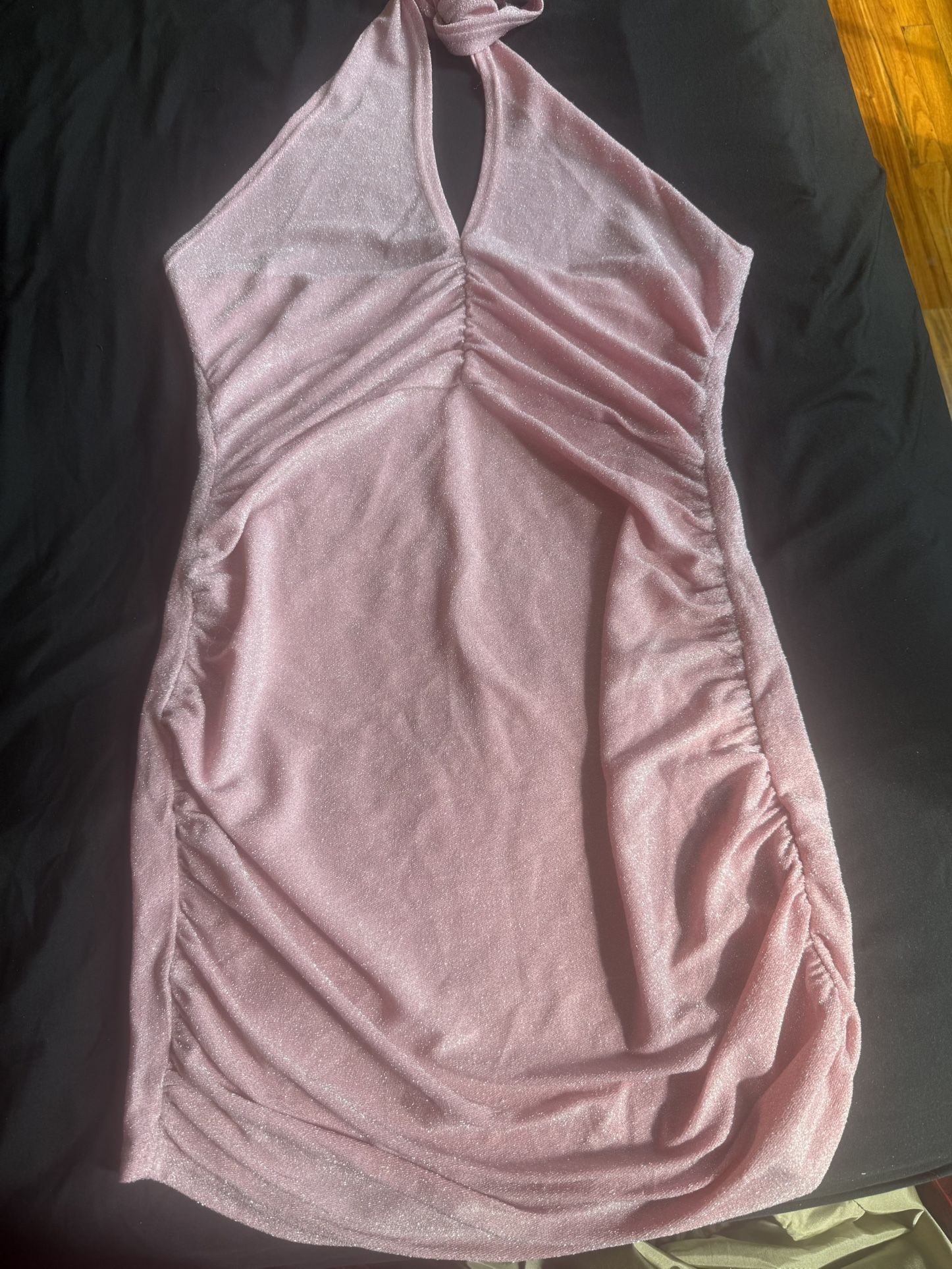 Pink Glittery Halter Top Dress Large
