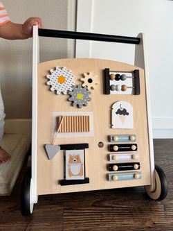 Wooden Baby Activity Walker with Busy Board