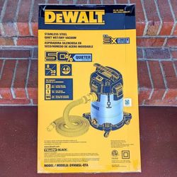 ** $160 firm ** NEW DeWalt 8 gallon 4 HP Stealthsonic quiet stainless steel shop vac wet dry vacuum
