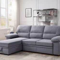 Brand New Grey Pull-out/Storage Sleeper Sectional