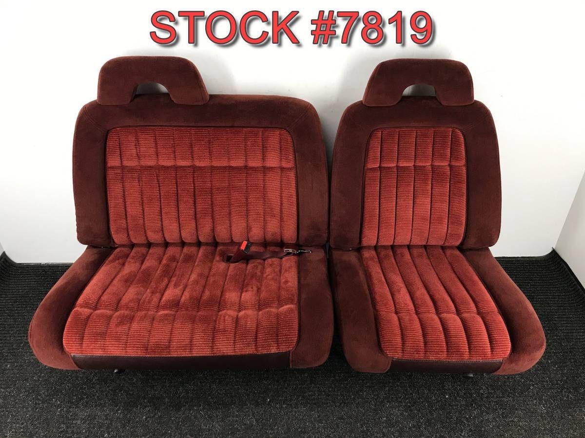 1991 1992 1993 1994 Chevy GMC Truck Red Cloth Front Bench Bucket Seats Seat Stock 7819 for Sale