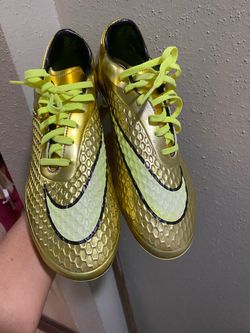 “ Super Rare”Nike Hypervenom Neymar Gold Spikes Soccer  SZ 12