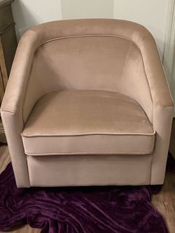 Tan Velvet Swivel Accent Chair