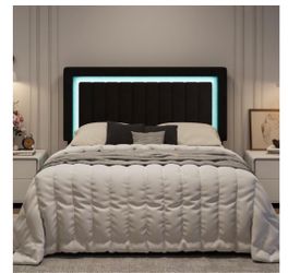 Full size black velvet bedframe with LED lights new