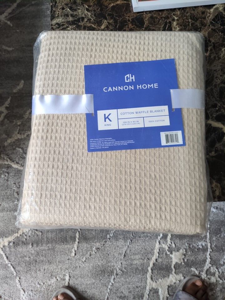 CANNON Heritage Cotton Waffle Grey 1-Piece King Blanket, King, 