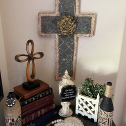 Vintage Stacked Bibles Crosses And More 