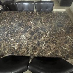 Brown Marble Dinner Table 