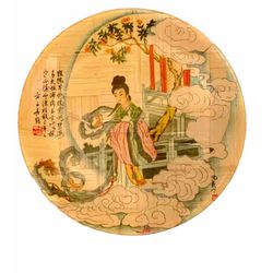 Bamboo Plate Specialist 6" woven Plate Taiwan Woman in Traditional Dress