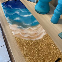 Long Resin Tray With Gold Flakes 