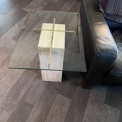 Marble and Glass End Table 