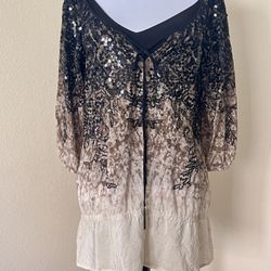 Silk With Ombré Sequins & Paillettes  Dress Or Tunic Top 