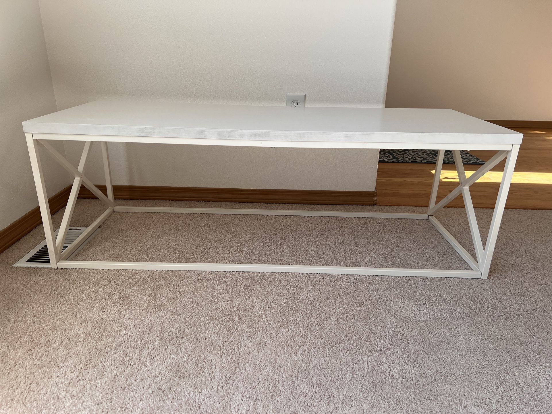 Modern Coffee Table - white wood metal frame (47” long)