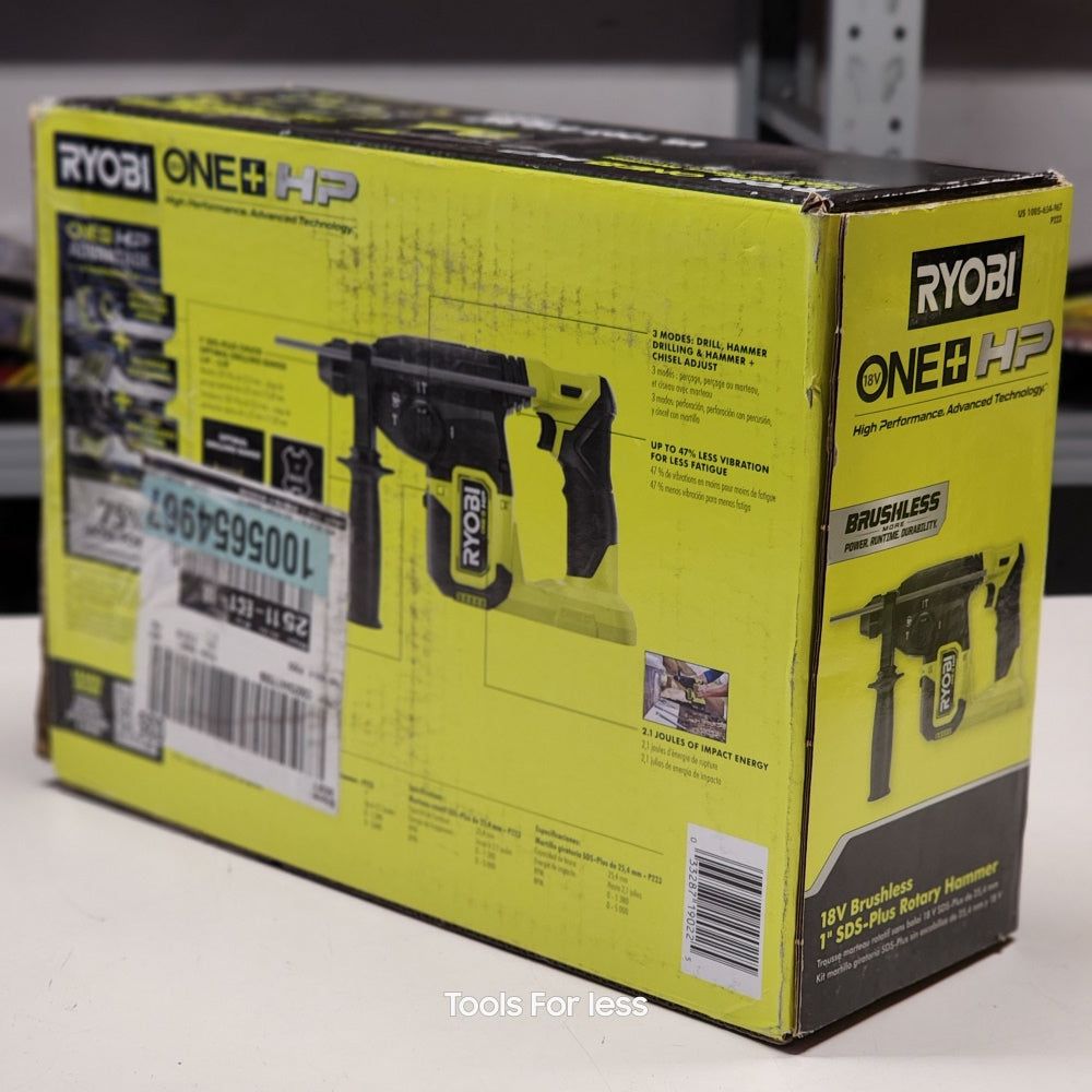 RYOBI ONE+ HP 18V Brushless Cordless 1 in. SDS-Plus Rotary Hammer Drill (Tool Only) (P223)