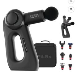 FitRx Pro Neck and Back Massager, Handheld Percussion Massage Gun with Multiple Angles, Speeds and Attachments