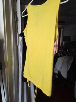 Yellow Sleeveless Tank Top with Side Ties
