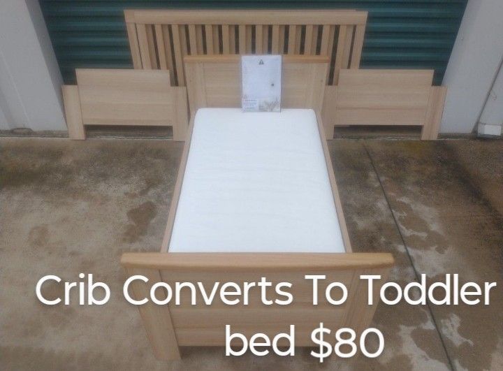 Crib Converts To Toddler Bed $80