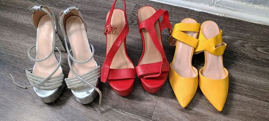 High heeled shoes