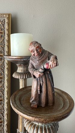 Vintage Hand-Carved ANRI Monk Figurine Barware