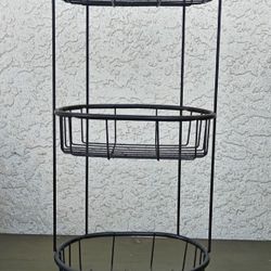 3 Tier Basket Rack Black Metal Organizer 