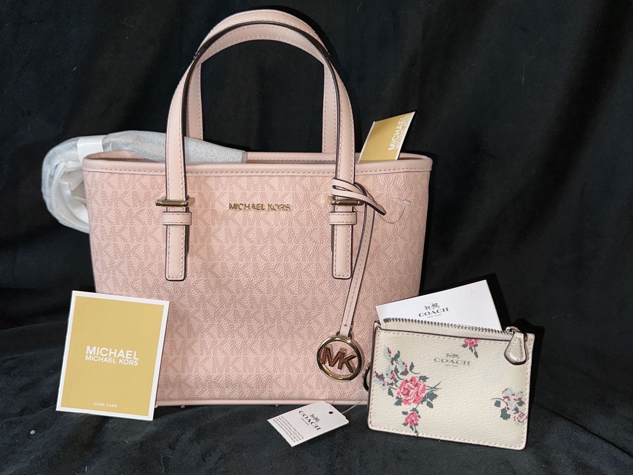 Pink Michael Kors Purse With Floral Coach Wallet