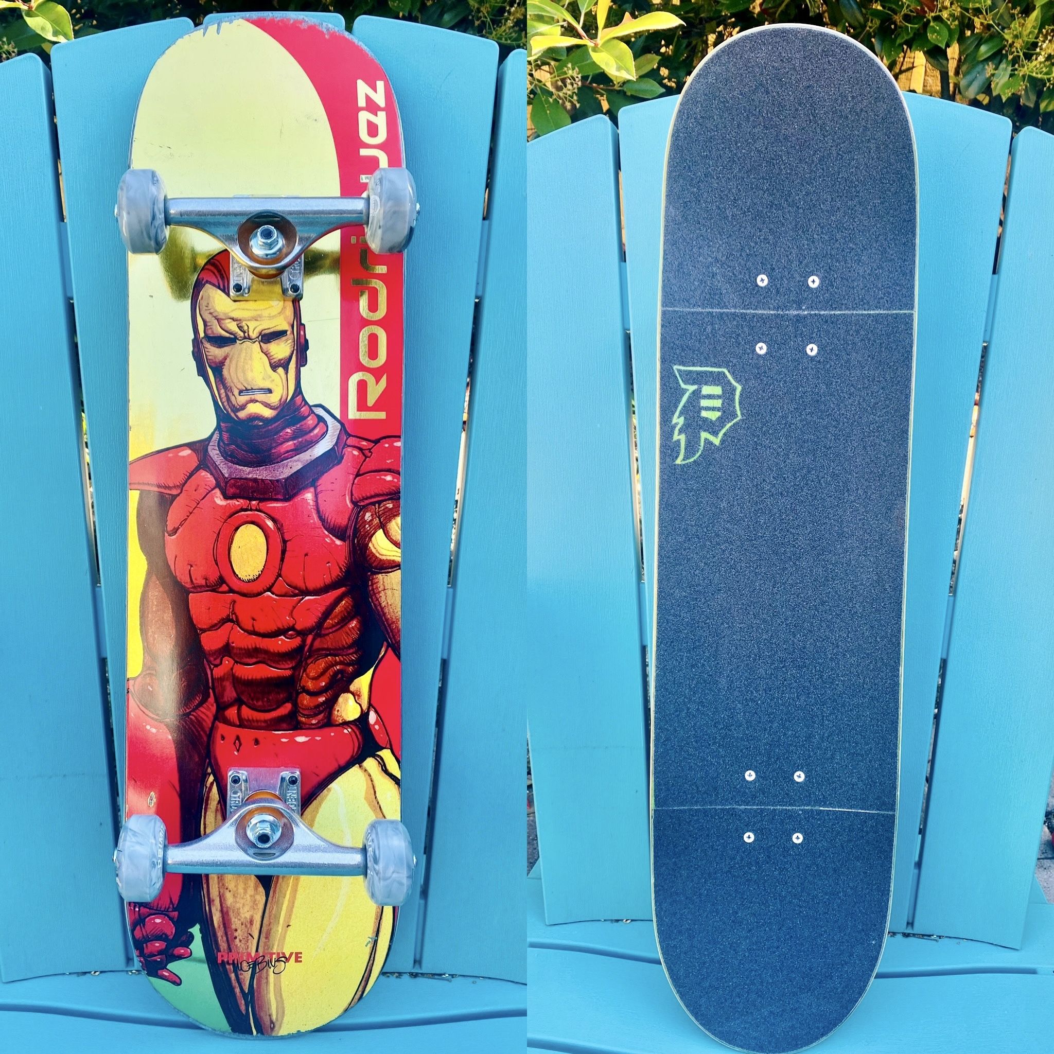 Primitive x Marvel Paul Rodriguez Iron Man 8.125 Complete Skateboard Gold Foil
