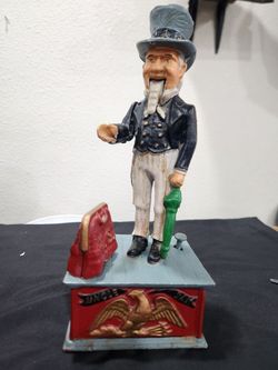 Uncle Sam Cast Iron Mechanical Coin Bank