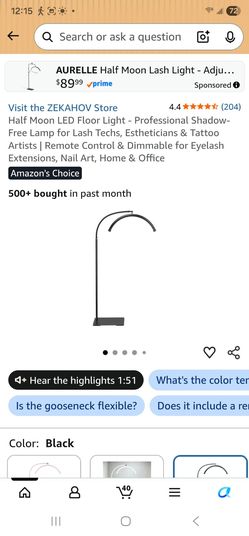 Half moon LED FLOOR LAMP with remote control and phone holder