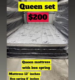 Queen size pillow top mattress with box spring included
