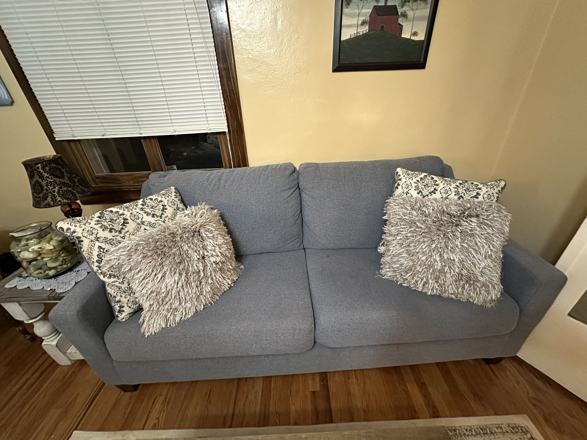 Blue  Gray Couch 