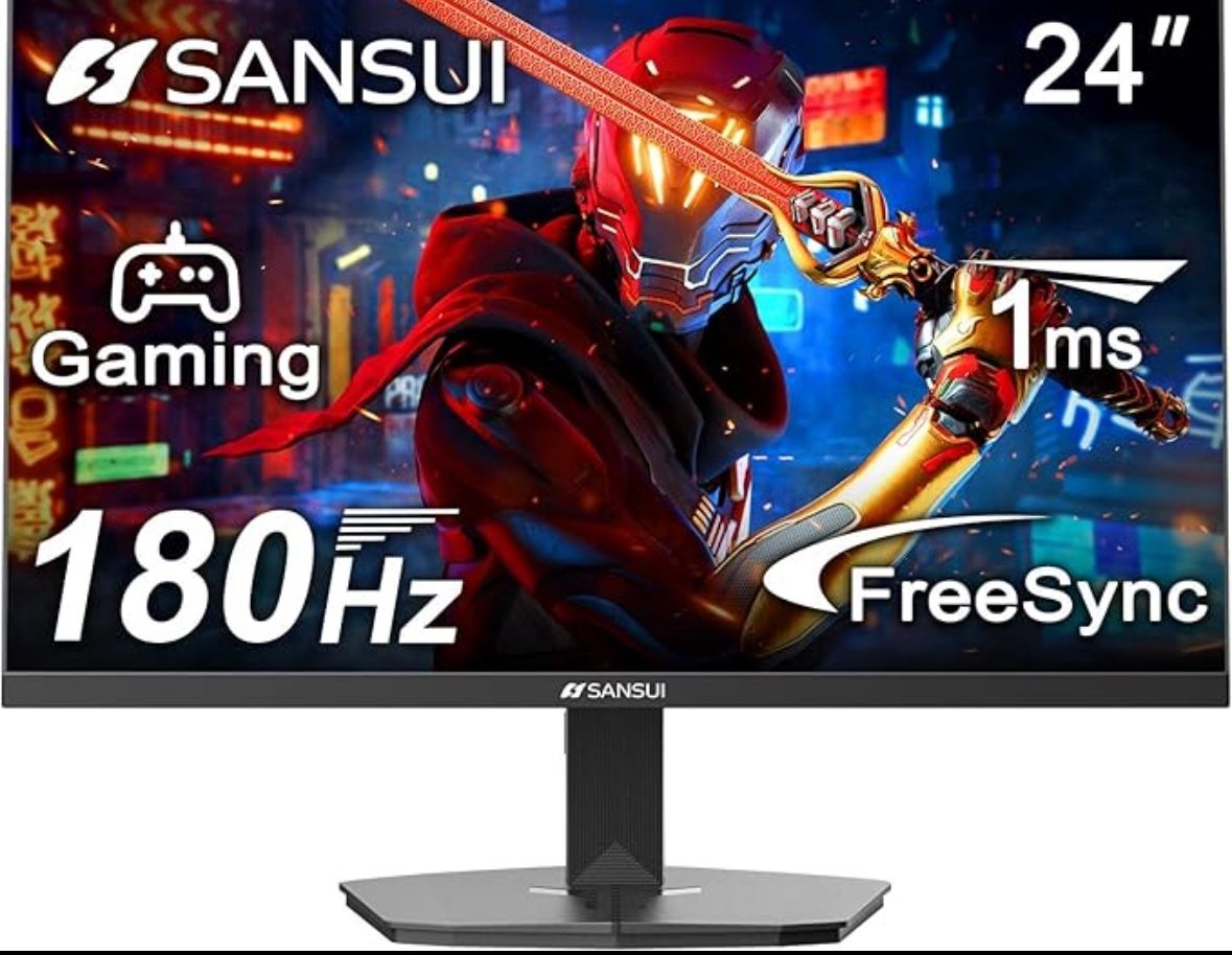 SANSUI 24 Inch Gaming Monitor 180Hz, DP 1.4 & HDMI 2.0 Ports High Refresh Rate Computer Monitor, Racing FPS RTS Modes, 1ms Response Time 110% sRGB