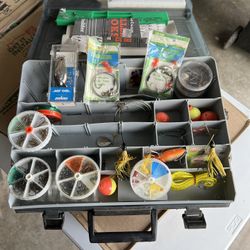 Fishing Gear: Tackle Box, Hooks, Weights, Lures, Etc., A Little Bit Of Everything! 