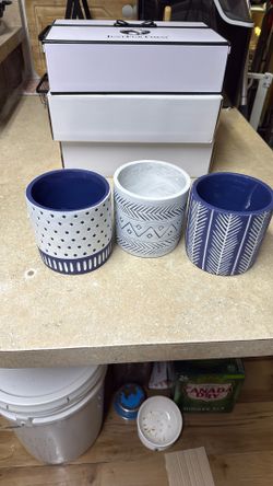 Set Of 3 Cement Planters By HARLAND&HAUG