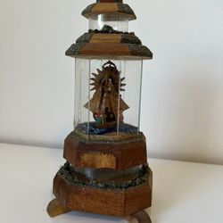 Virgen de la Caridad del Cobre Wooden Lantern Statue