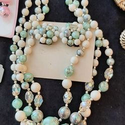 Vintage Necklace with matching clip earring sets.