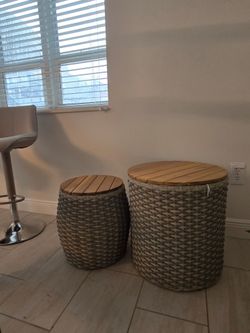 Outdoor table with storage