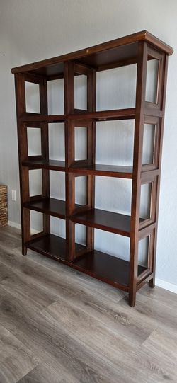 Wood bookcase, 4 tier open shelves. recent construction - Henderson
