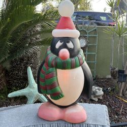 28” Super Cute Vintage Blow Mold Light Up Penguin…..Please Read Description!