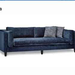 Navy Blue Velvet Down & Foam Sofa 