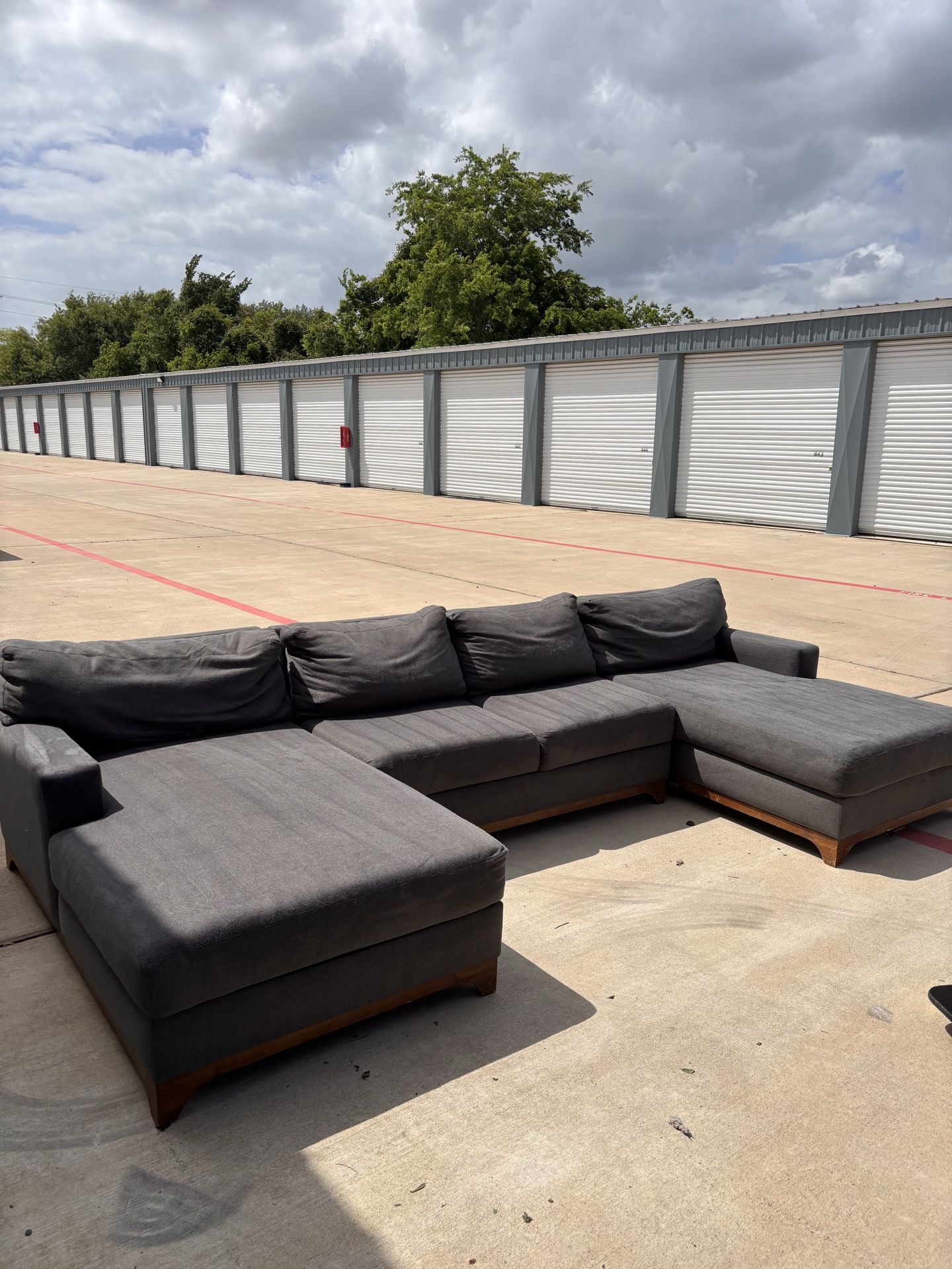Dark grey double chaise sectional delivery available 🚚