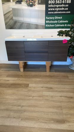 Dark Brown Floating Vanity Cabinet