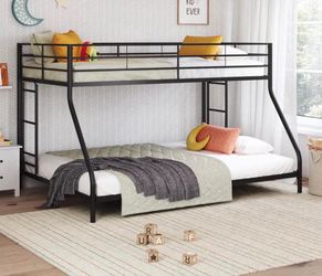 Twin over Full Low Profile Metal Bun k Be d, Black