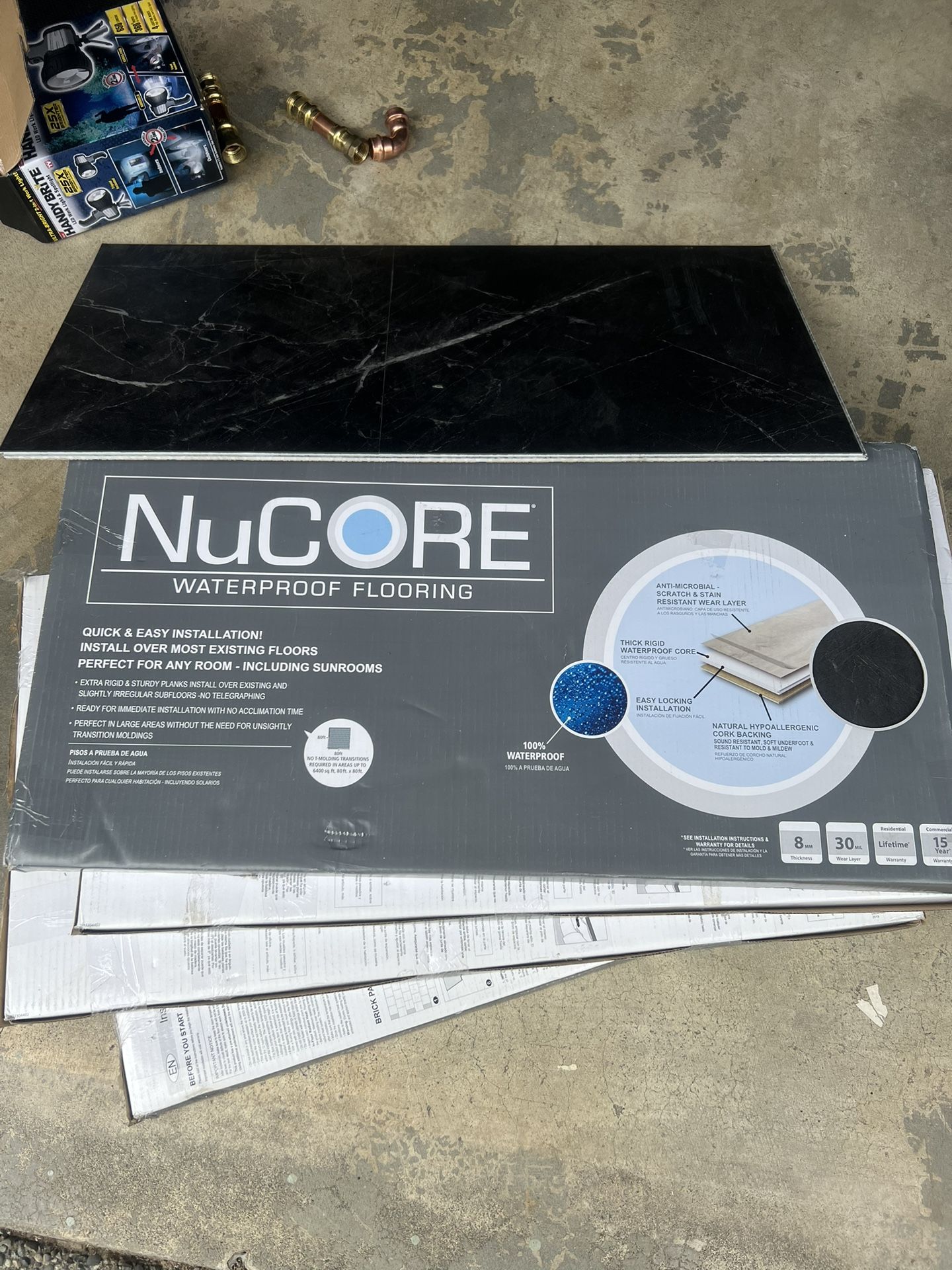 Nucore Waterproof Flooring Black Graphite 6.5mm New In Box !!!Four Boxes