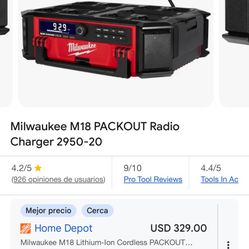 Milwaukee  M18 2950-20  PACKOUT RADIO  CHARGER W 6.0 BATTERY NO CHARGER