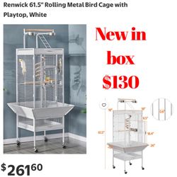 New in box  Renwick 61.5" Rolling Metal Bird Cage with Playtop, White 🚨$130 firm  cash only pick up only east Palmdale.