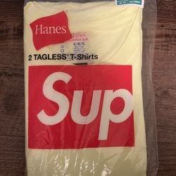 Supreme Hanes Fluorescent Yellow Tagless Tees (2-pack) Size XL 