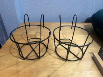 Black Metal Wire Railing Planter Holders – Set of 2