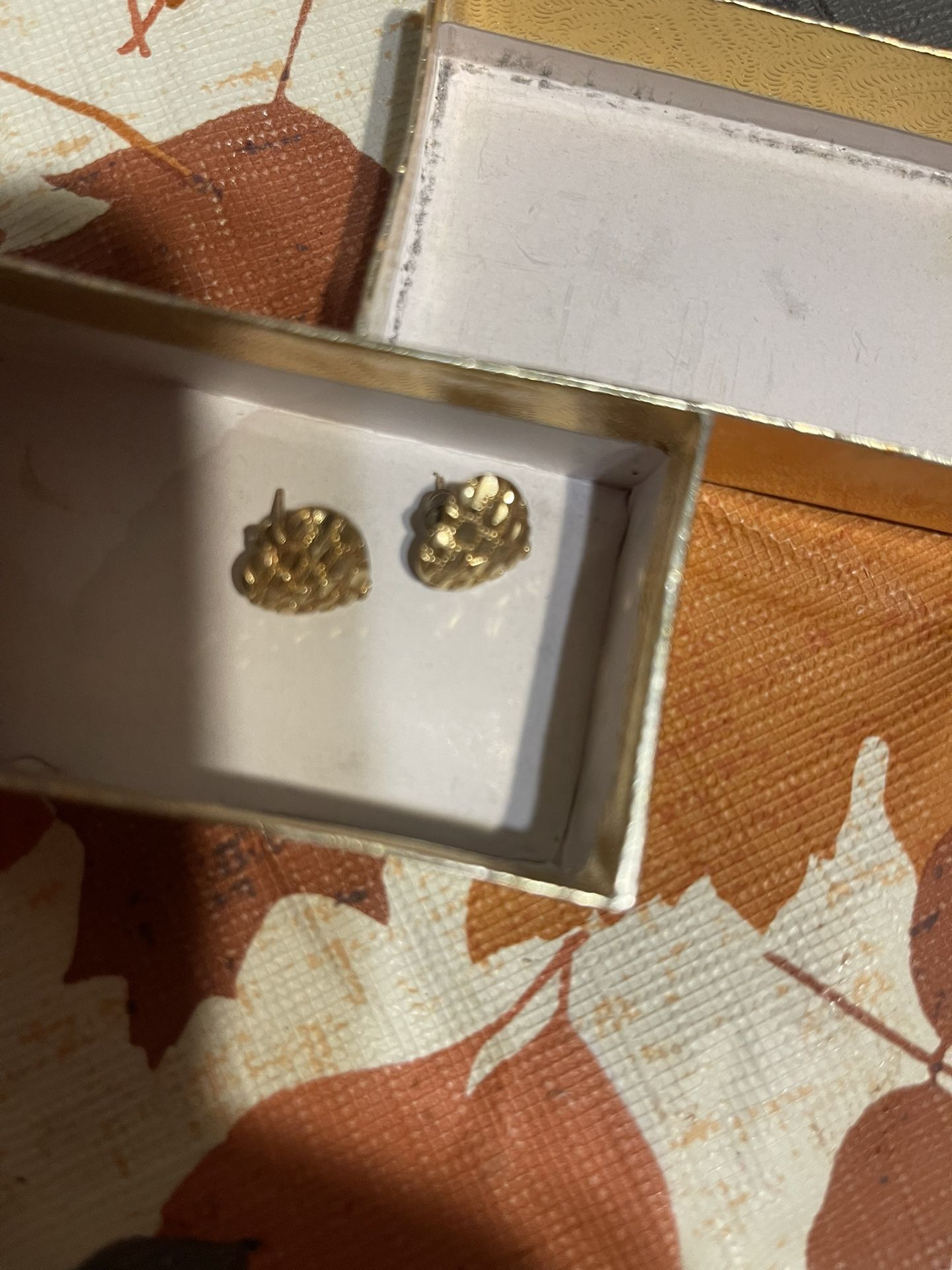Gold Heart Nugget Earrings 